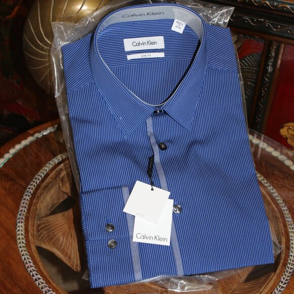 Calvin Klein Men's Infinite Cool Stripe Button Down Shirt Atlantis main image 0